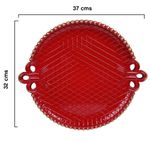 Plato Base Decorativo con Asas Relieve Geométrico 37 x 32 cm Rojo