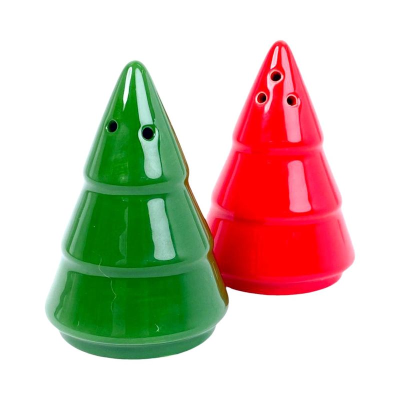 Set de Salero y Pimentero Navideño con Diseño de Pinos