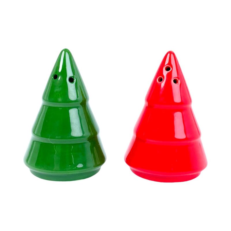 Set de Salero y Pimentero Navideño con Diseño de Pinos