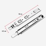 Correderas de Acero Niquelado con Balines para Cajón Extensión Total 50 cm Ancho 4.5 cm