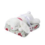 Cojín de Conejito Blanco con Throw Navideño Diseño Festivo