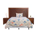Set de Cubrecama Diamond Diseño Geométrico Tamaño Imperial Color Beige y Azul