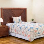 Set de Cubrecama Diamond Diseño Geométrico Tamaño Imperial Color Beige y Azul