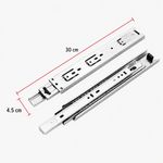 Correderas de Acero Niquelado con Balines para Cajón Extensión Total Ancho 4.5 Cm