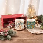 Set de 2 Tazas Navideñas con Diseño de Árboles 13.5 Oz
