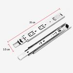 Correderas de Acero Niquelado con Balines para Cajón Extensión Total 30 cm Ancho 3.5 cm