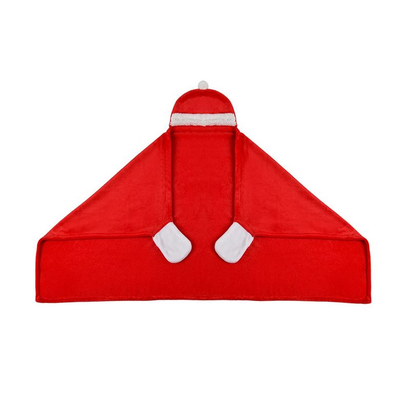 Frazada Infantil con Capucha de Santa Navideño Tela Suave con Guantes Integrados Rojo