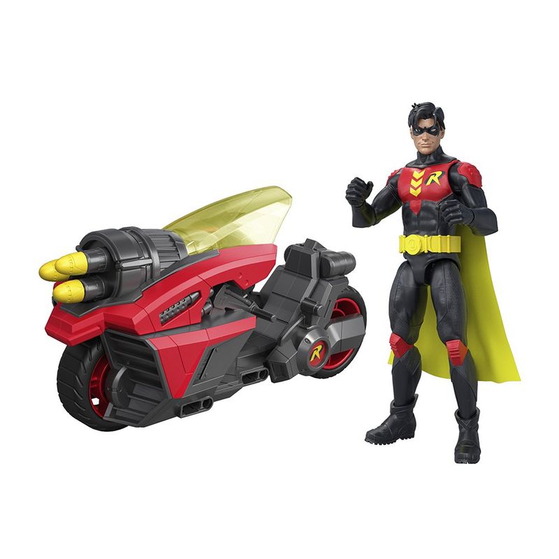 Figura de Acción Robin con Motocicleta Lanzadora de Proyectiles de 6.5 Plg
