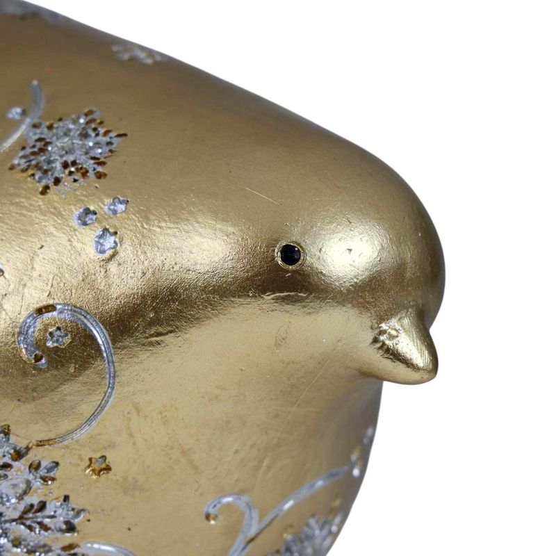 Pajarito Decorativo Dorado con Detalles de Copos de Nieve 18 cm