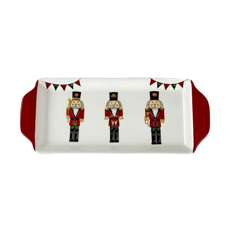Bandeja Rectangular Navideña con Diseño de Cascanueces