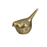 Pajarito Decorativo Dorado con Detalles de Copos de Nieve 18 cm