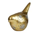Pajarito Decorativo Dorado con Detalles de Copos de Nieve 18 cm