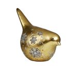 Pajarito Decorativo Dorado con Detalles de Copos de Nieve 18 cm