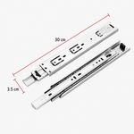 Correderas de Acero Niquelado con Balines para Cajón Extensión Total Ancho 3.5 cm