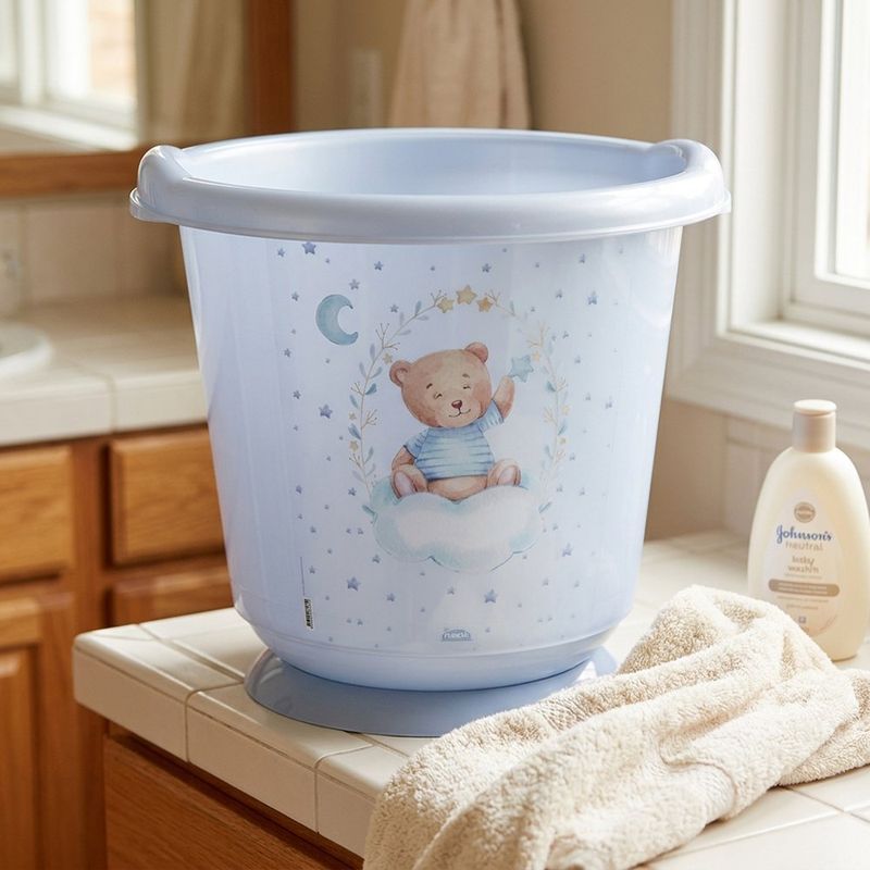 Bañera para Bebé Tipo Ofuro con Diseño Oso de 35 X 33.7 cm Color Azul