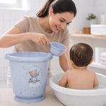 Bañera para Bebé Tipo Ofuro con Diseño Oso de 35 X 33.7 cm Color Azul