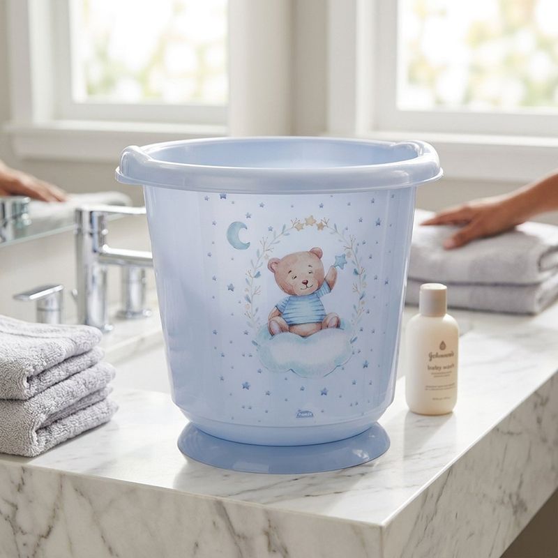 Bañera para Bebé Tipo Ofuro con Diseño Oso de 35 X 33.7 cm Color Azul