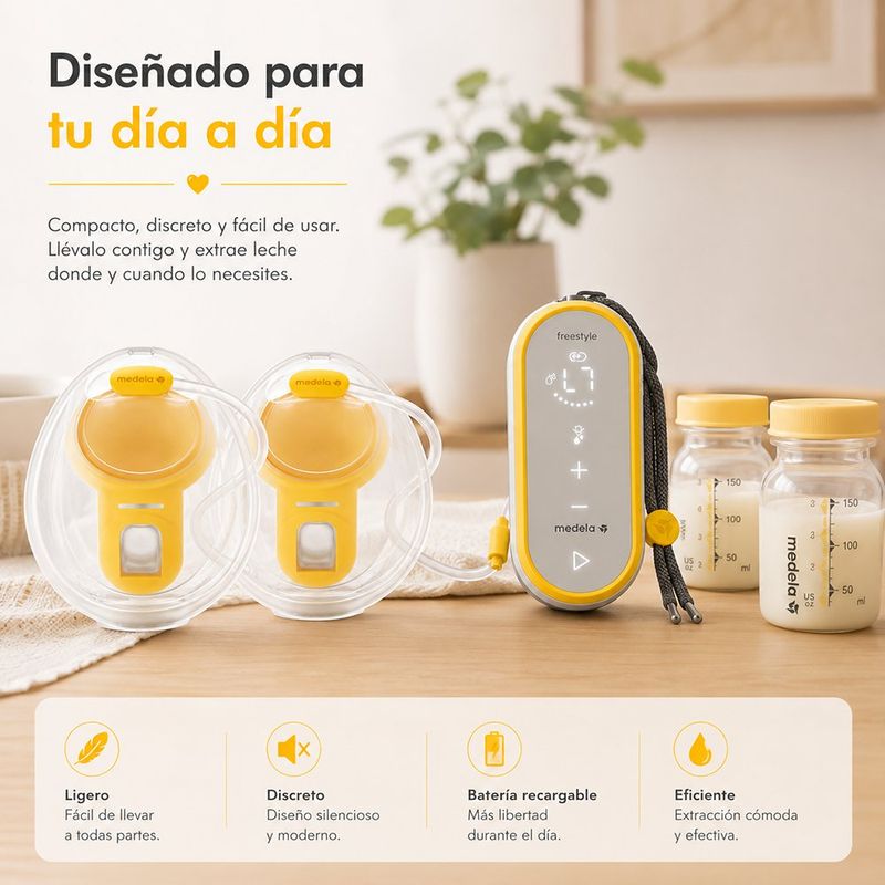 Extractor de Leche Eléctrico Doble Freestyle Manos Libres con Copas Ultraligeras
