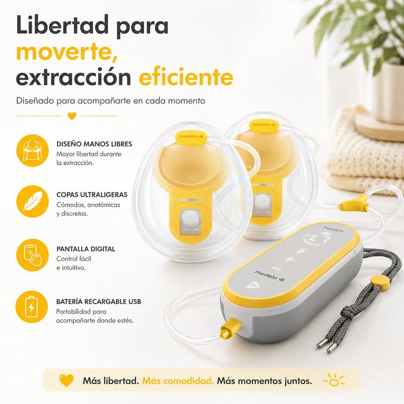 Extractor de Leche Eléctrico Doble Freestyle Manos Libres con Copas Ultraligeras