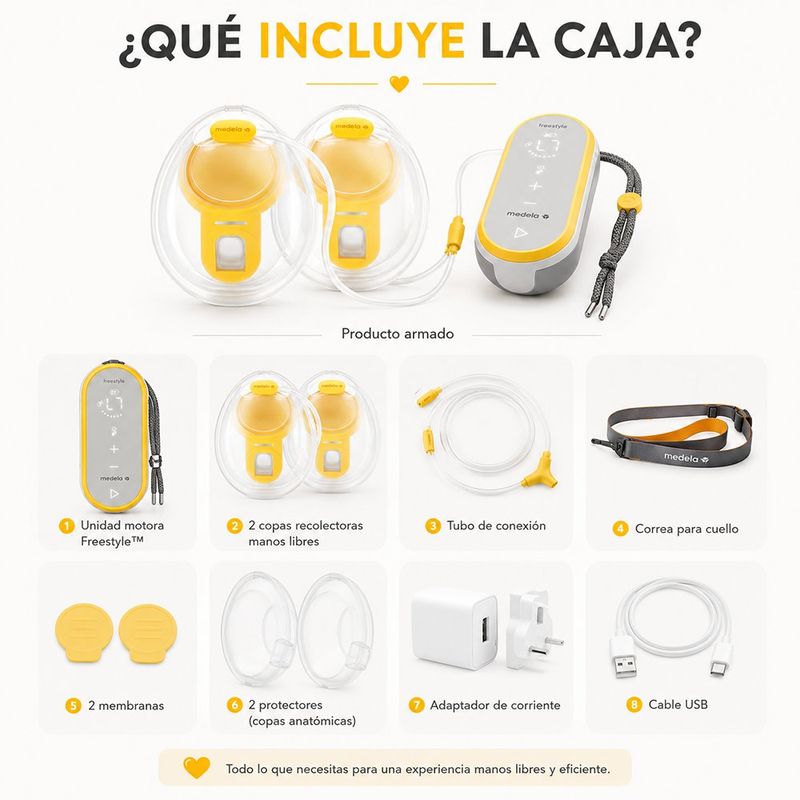 Extractor de Leche Eléctrico Doble Freestyle Manos Libres con Copas Ultraligeras