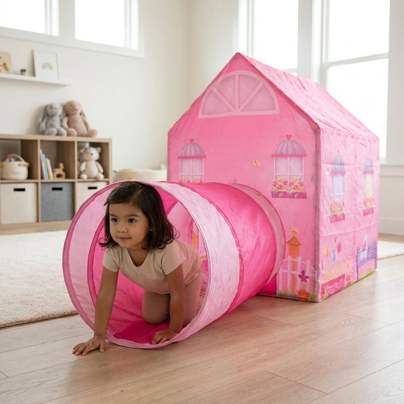 Casita Infantil con Túnel para Niñas Color Rosado