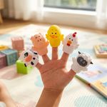Set de 5 Títeres de Dedos Animales de Granja para Baño Multicolor