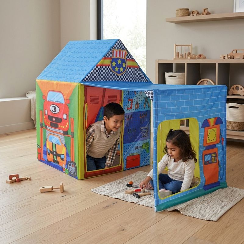 Casita Infantil Diseño Taller Mecánico Multicolor