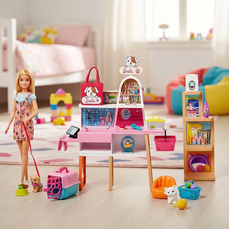 Set de Juego Tienda de Mascotas de Barbie con Muñeca y Accesorios
