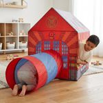 Casita Infantil con Túnel Diseño Bomberos