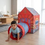 Casita Infantil con Túnel Diseño Bomberos