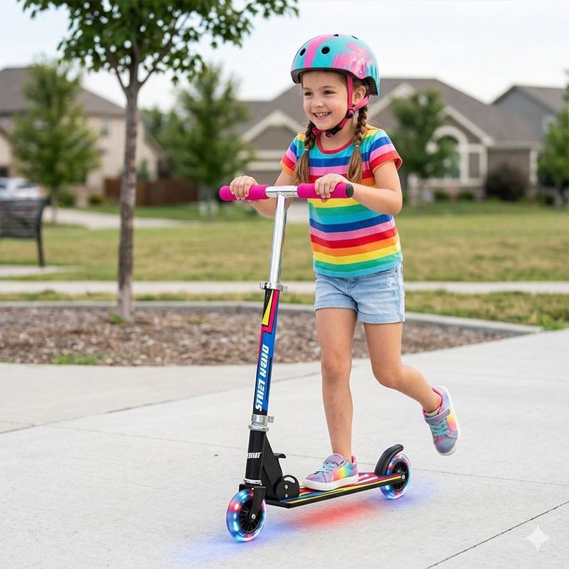Scooter Infantil de 2 Ruedas con Luces Color Rosado