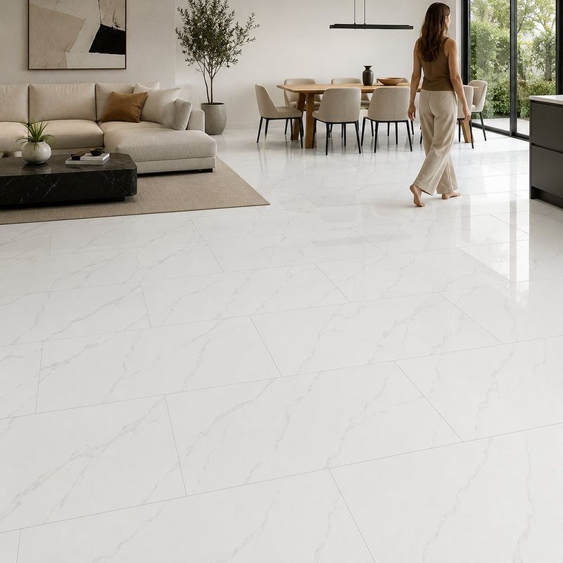 Piso Porcelanato Lux Marmol Color Blanco Pulido Rectificado de 60 x 120 cm en Caja de 2.16 m²
