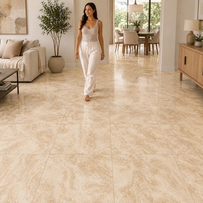 Piso Porcelanato Navona Color Beige Pulido Rectificado de 60 x 60 cm en Caja de 1.44 m²