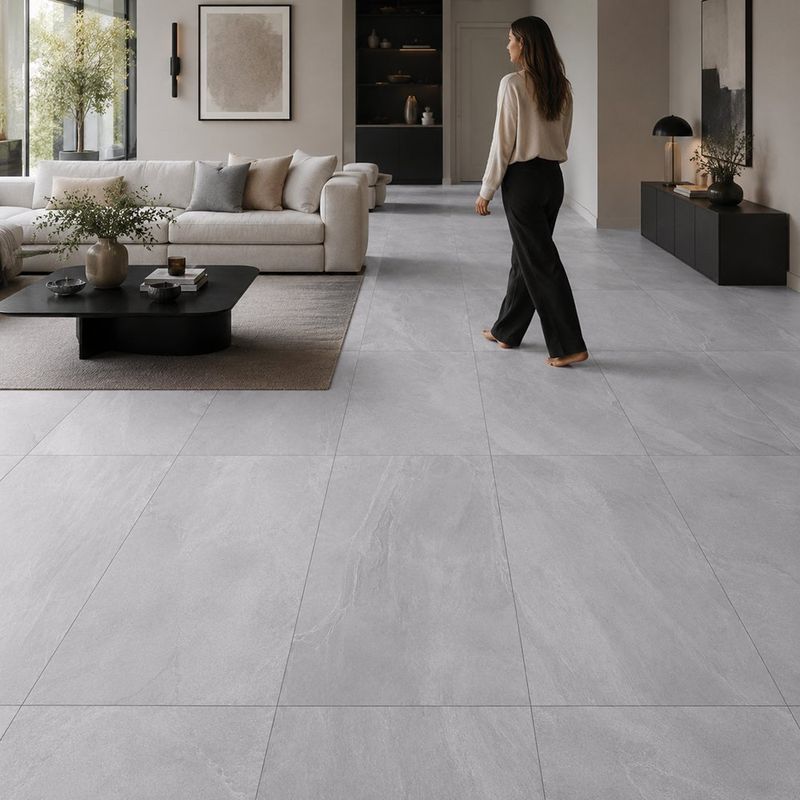 Piso Porcelanato Sandstone Color Gris Mate Rectificado de 60 x 120 cm en Caja de 2.16 m²