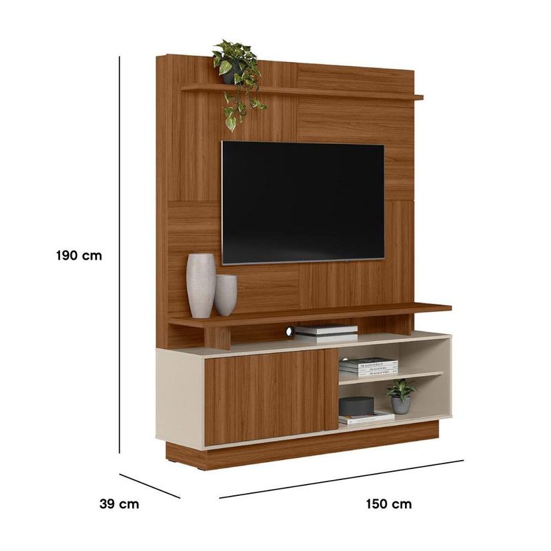 Módulo para TV Viena 150 x 39 x 190 cm Color Café y Blanco