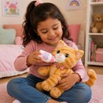 Gato de Peluche Interactivo con Biberón y Bebés Sorpresa Color Naranja
