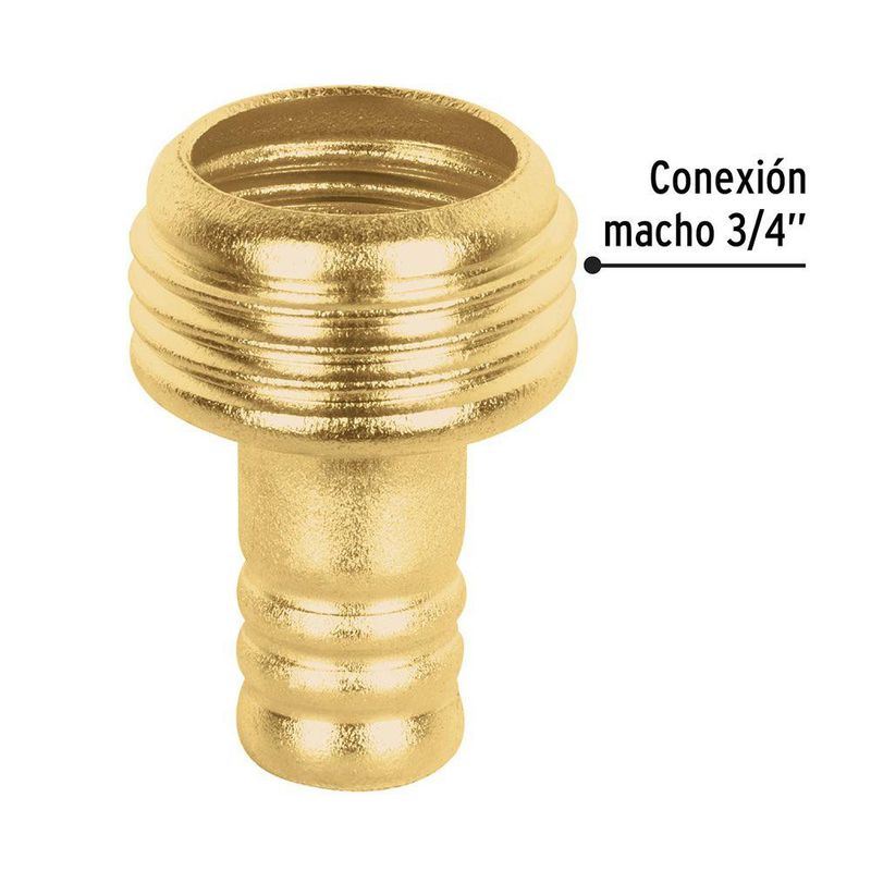 Conector Sencillo de Latón para Manguera 1/2 Plg Macho con Sello Antifugas