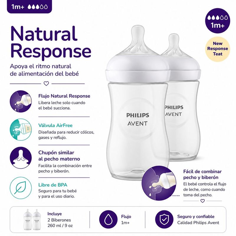 Set de 2 Pachas Natural Response con Válvula AirFree de 260 ml
