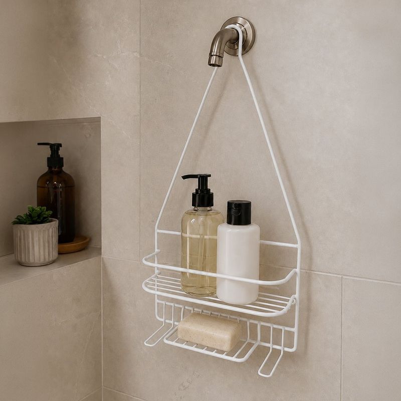Organizador de Ducha Metálico para Shampoo y Accesorios de Baño Color Blanco