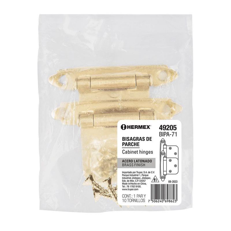 Bolsa con 2 Bisagras Parche de 7 cm Latonadas para Gabinetes y Muebles