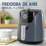 Freidora de Aire Manual de 4 Litros con Recubrimiento DiamondForce Color Negro
