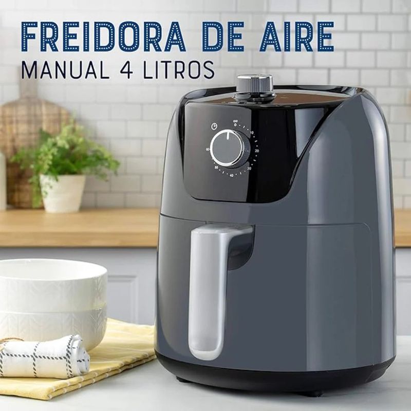 Freidora de Aire Manual de 4 Litros con Recubrimiento DiamondForce Color Negro