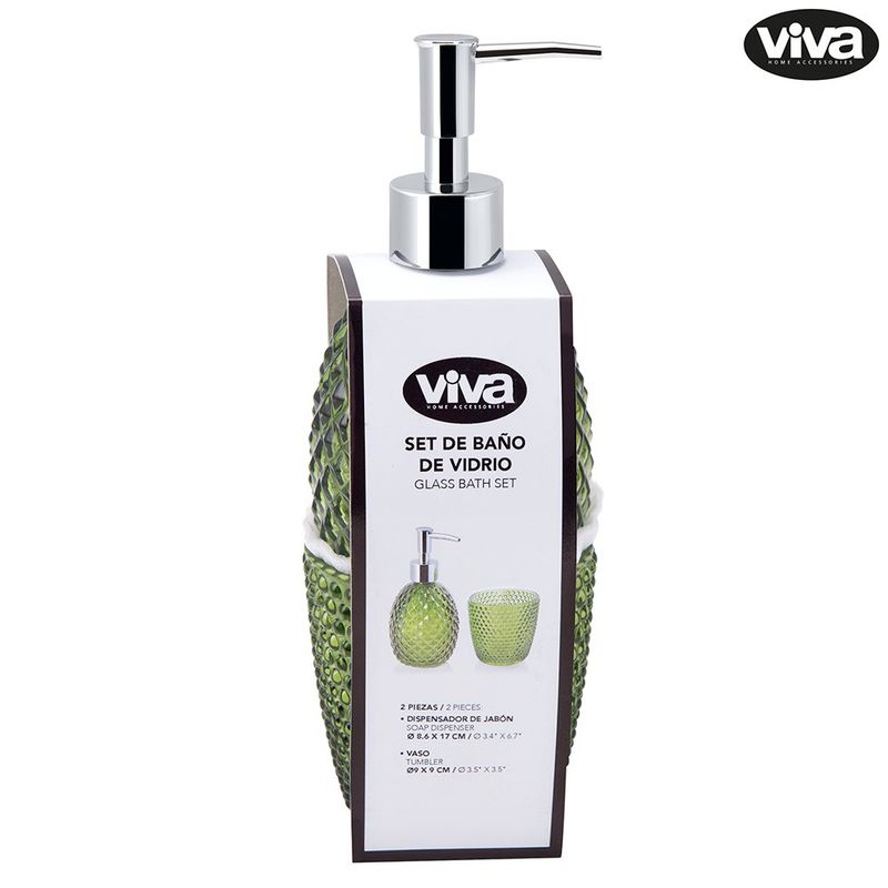 Set de 2 Piezas para Baño con Dispensador de Jabón y Vaso Porta Cepillos Colores Surtidos