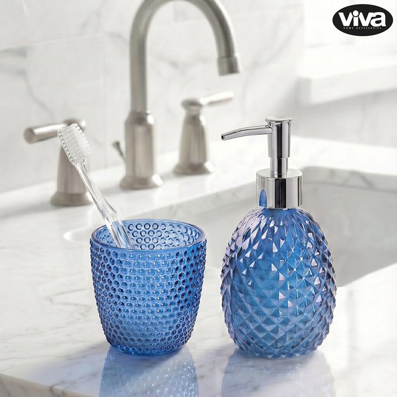 Set de 2 Piezas para Baño con Dispensador de Jabón y Vaso Porta Cepillos Colores Surtidos