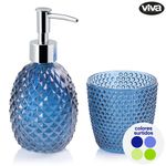 Set de 2 Piezas para Baño con Dispensador de Jabón y Vaso Porta Cepillos Colores Surtidos
