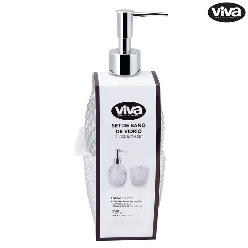 Set de 2 Piezas para Baño con Dispensador de Jabón y Vaso Porta Cepillos Colores Surtidos