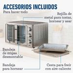Horno Eléctrico XL con Puertas Estilo Francés, Freidora de Aire y Recubrimiento Antiadherente 42 Litros
