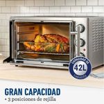 Horno Eléctrico XL con Puertas Estilo Francés, Freidora de Aire y Recubrimiento Antiadherente 42 Litros