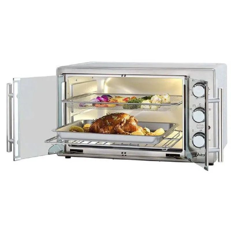 Horno Eléctrico XL con Puertas Estilo Francés, Freidora de Aire y Recubrimiento Antiadherente 42 Litros