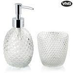 Set de 2 Piezas para Baño con Dispensador de Jabón y Vaso Porta Cepillos Colores Surtidos